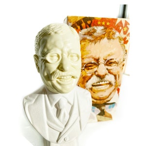 Vintage Theodore Roosevelt Glass Decanter, Original Box, Man Cave Decor, President Glass Bottle