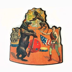 Vintage Circus Bear Sign, Poster Reprint, Thick Cardboard Souvenir Advertisement Poster -Circus Freaks Gift- Barware Man Cave