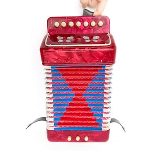 Vintage Accordion Childrens - Red Pearl,  Musical Instrument, 7 keys & 3 bass