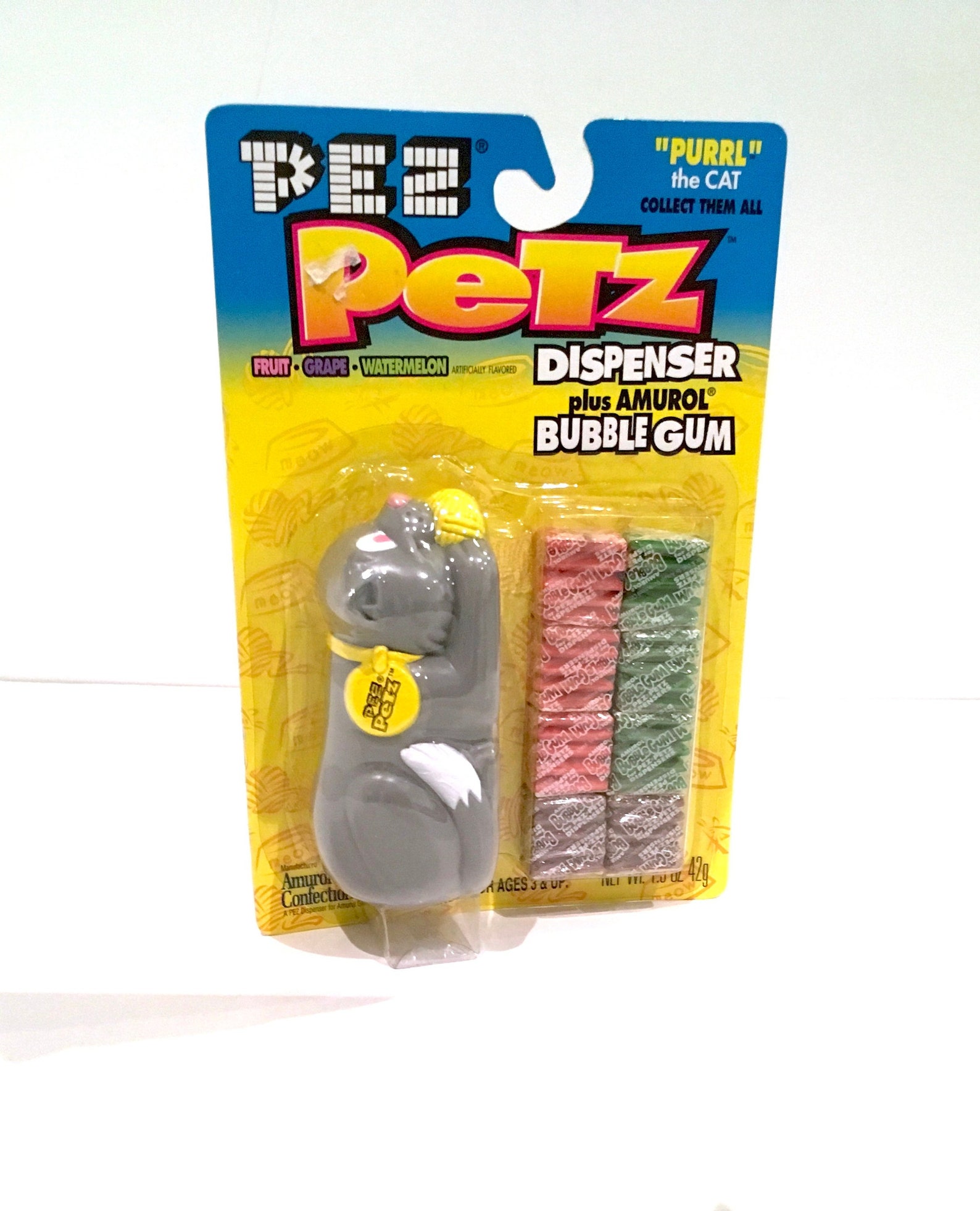 Vintage Pez Petz Candy Gum Dispenser, PEZ Petz Purrl the Cat, Amurol