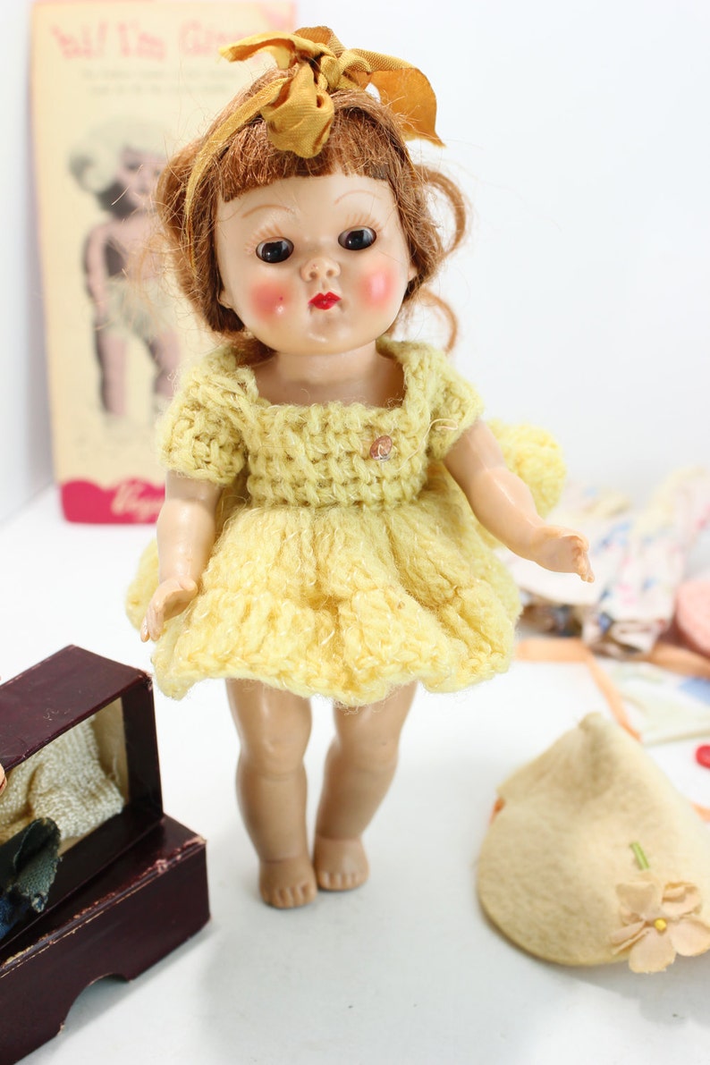 Vintage Vogue Ginny Donna Doll Auburn Red Hair 1952 RARE Strung Vogue Ginny Doll in Box W