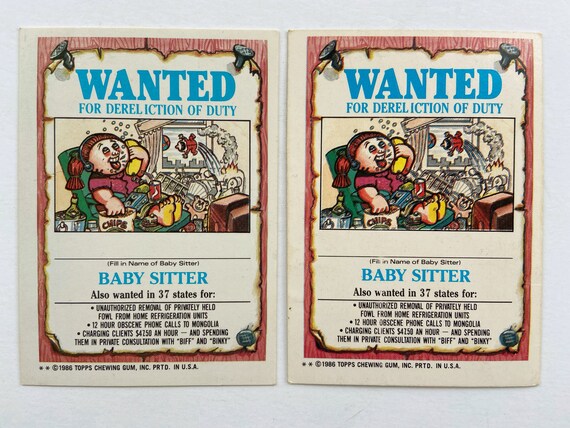 1986 Topps Garbage Pail Kids Cards: Bony Tony & Unzipped Zack - Etsy