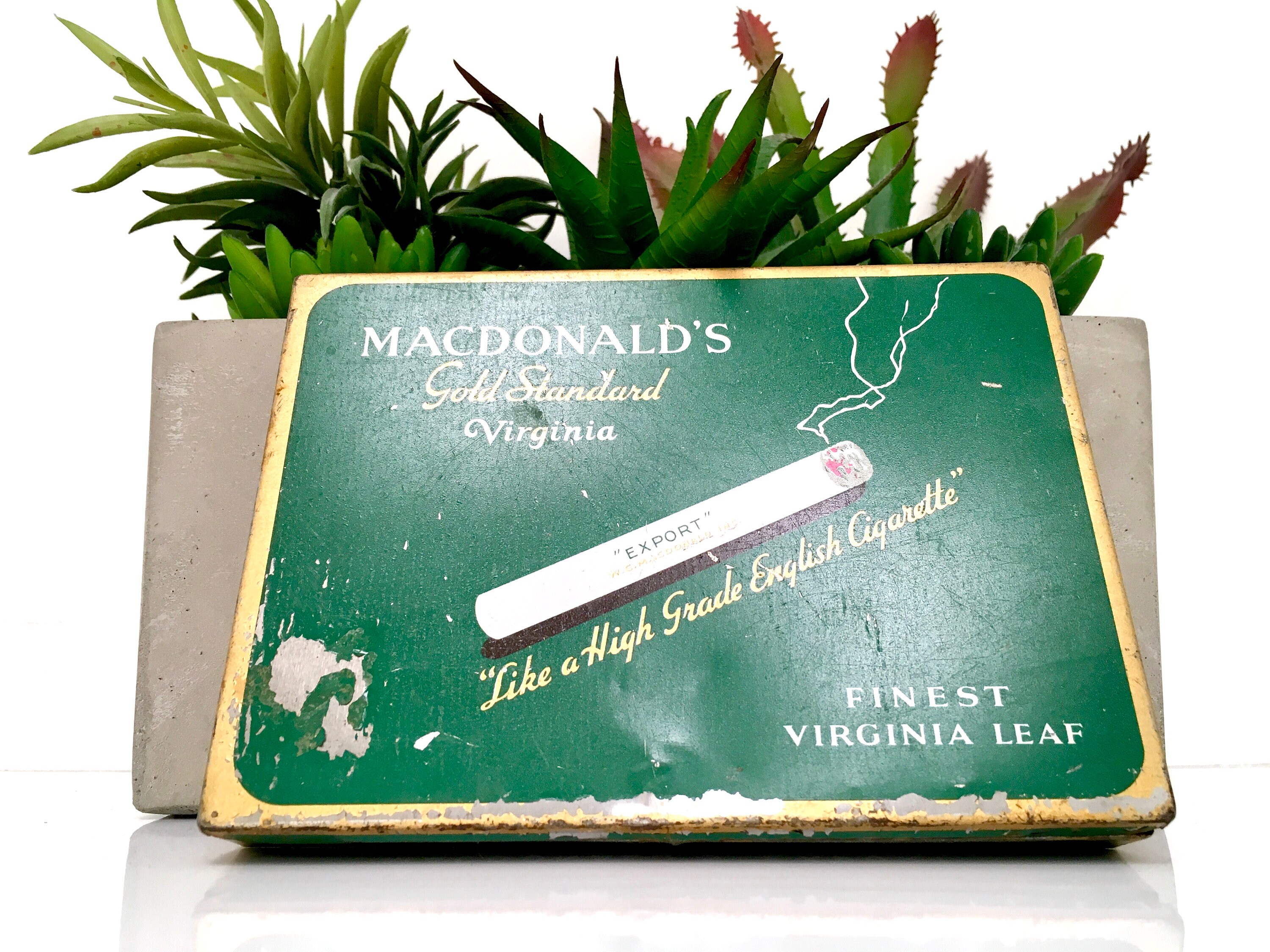 Vintage Macdonald's Cigarette Tin, Gold Standard Virginia Leaf, Man Cave  Decor