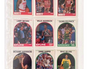 1989 NBA Hoops Rockets, Spurs, Supersonics, Mavericks Basketball Cards Set of 9, Basketball Cards from 1989