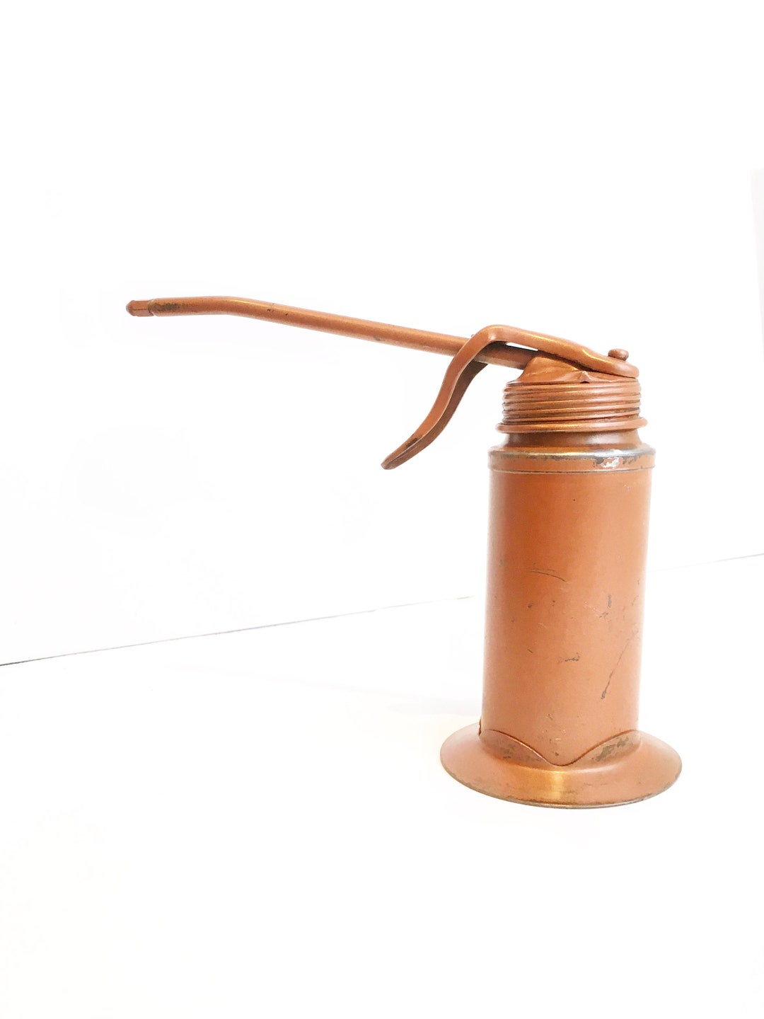Vintage Orange Oil Can rustic Pitcher, Small Vintage Pump Oiler Made in