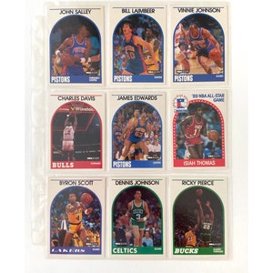 1989 NBA Hoops Detroit Pistons, Bulls, Lakers, Celtics, Bucks Basketball Cards Set of 9