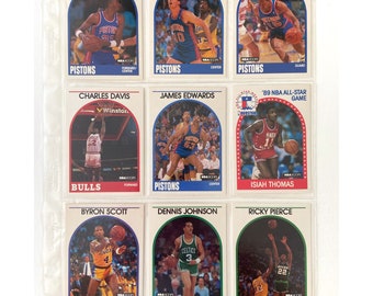 1989 NBA Hoops Detroit Pistons, Bulls, Lakers, Celtics, Bucks Basketball Cards Set of 9