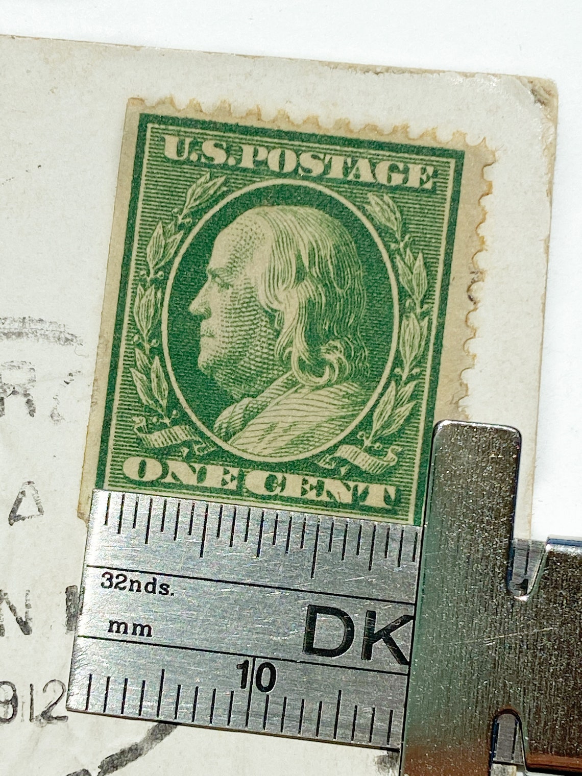Very Rare Benjamin Franklin One Cent Stamp, 1911 Christmas Postcard