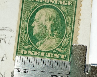Rare 1911 Benjamin Franklin One Cent Stamp on 1900s Postcard