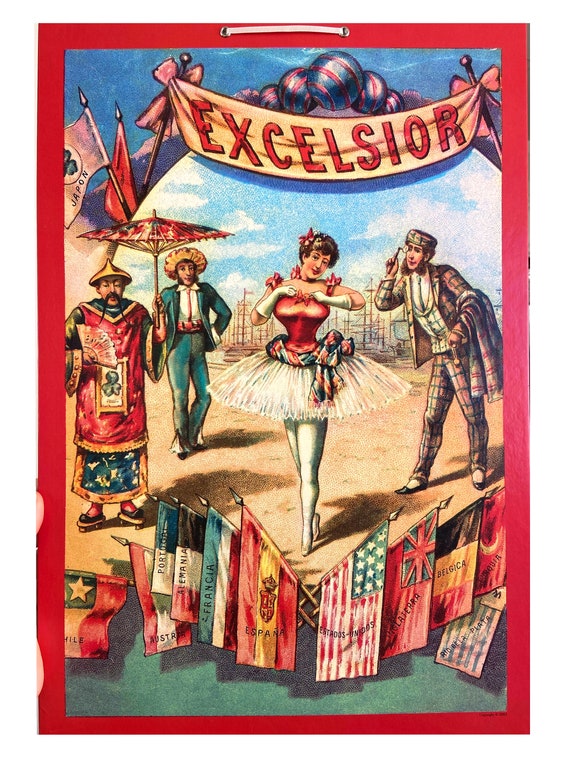 Vintage Circus Sign, Poster Reprint, Thick Cardboard