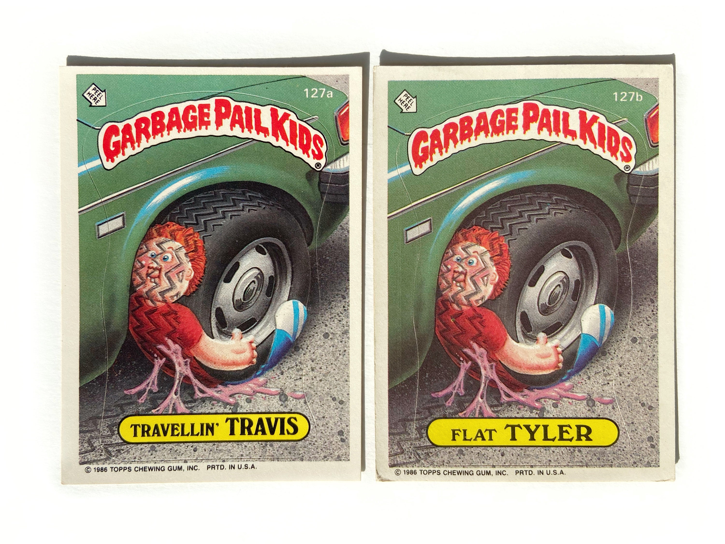 1986 Topps Garbage Pail Kids Cards: Flat TYLER & Travellin' TRAVIS