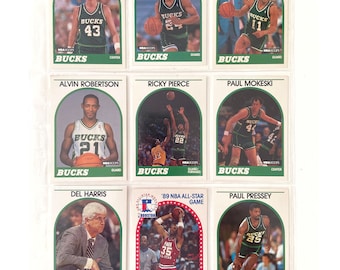 1989 NBA Hoops Milwaukee Bucks Basketball Cards Set of 9