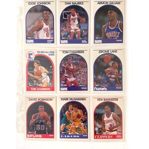 1989 NBA Hoops Phoenix Suns, Nuggets, Spurs, Lakers, Clippers Basketball Cards Set of 9, David Robinson #310 and Dan Majerle #183