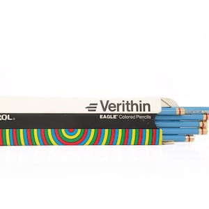 Vintage Verithin Berol Eagle Colored Pencils Lot of (6) & Staedtler Mars Blue Lead Refills, Desktop Drafting Pencil, 1950&#39;s Hipster Gift