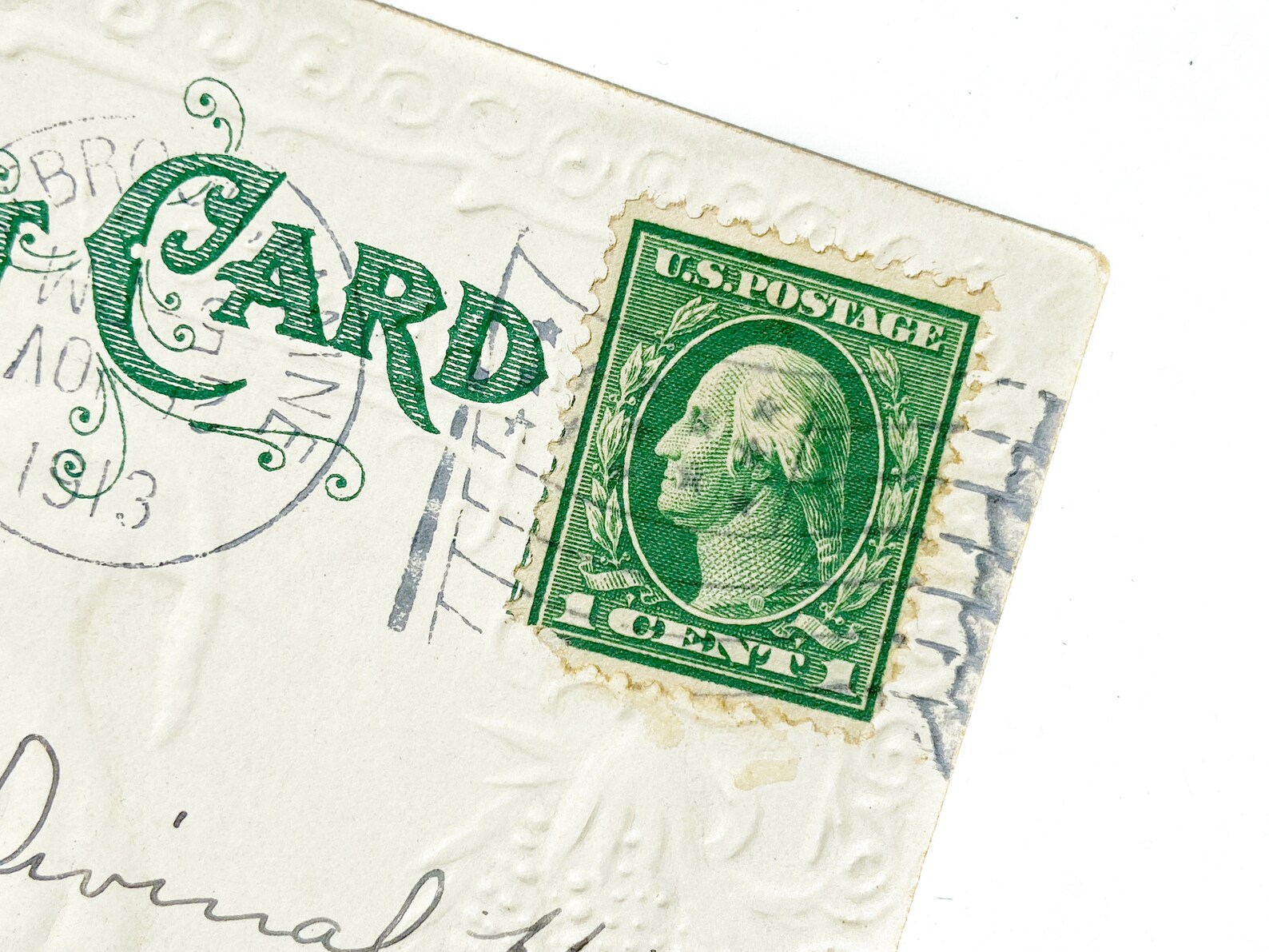 Rare George Washington One Cent Stamp, 1912 Embossed Thanksgiving