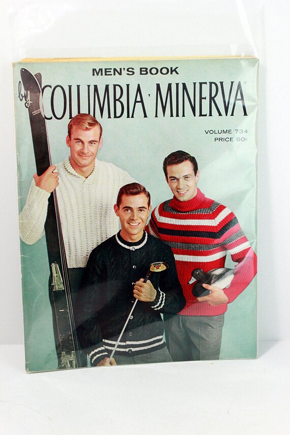 1960s Mens Sweaters Knitting Patterns Men S Book Columbia Minerva Raglan Cardigan Vests Sports Mad Men Sweater Vintage Gay Men S Interest