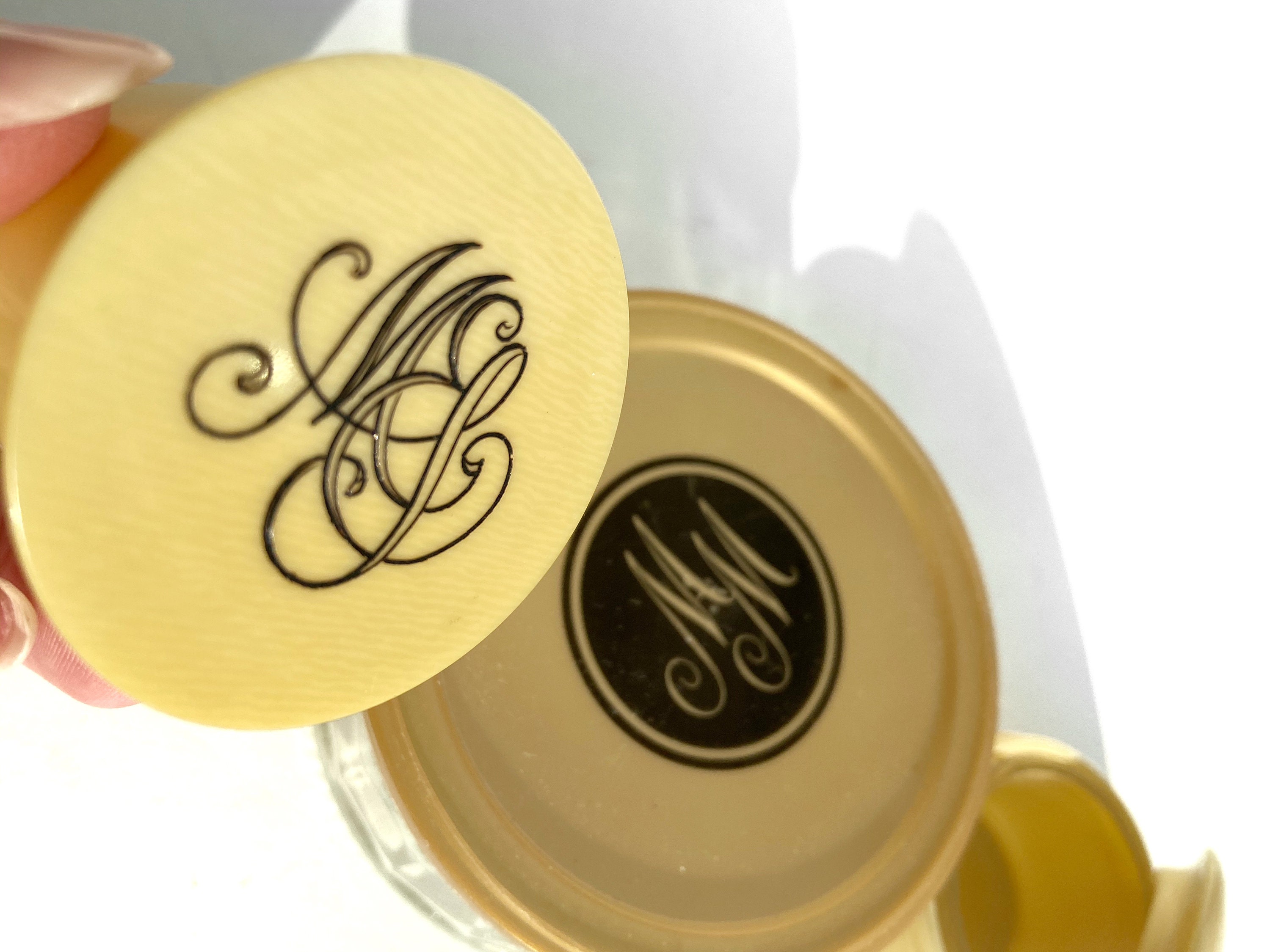 Vintage Makeup Jars Monogram Celluloid Glass Jar Case 1950s Etsy