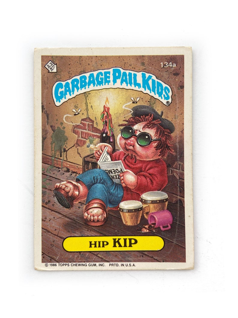 1986 Topps Garbage Pail Kids Card Hip KIP Garbage Pail Kids 1986 134a 134b and WALT Witless image 2