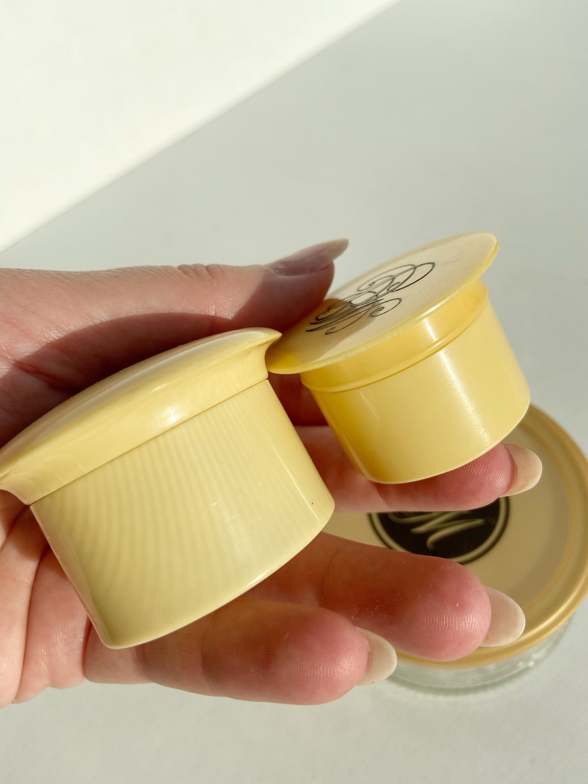 Vintage Makeup Jars Monogram Celluloid Glass Jar Case 1950s Etsy