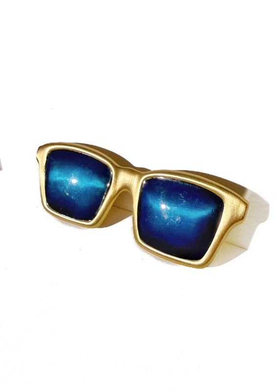 Vintage Sunglasses Brooch Enamel Gold Tone Pin