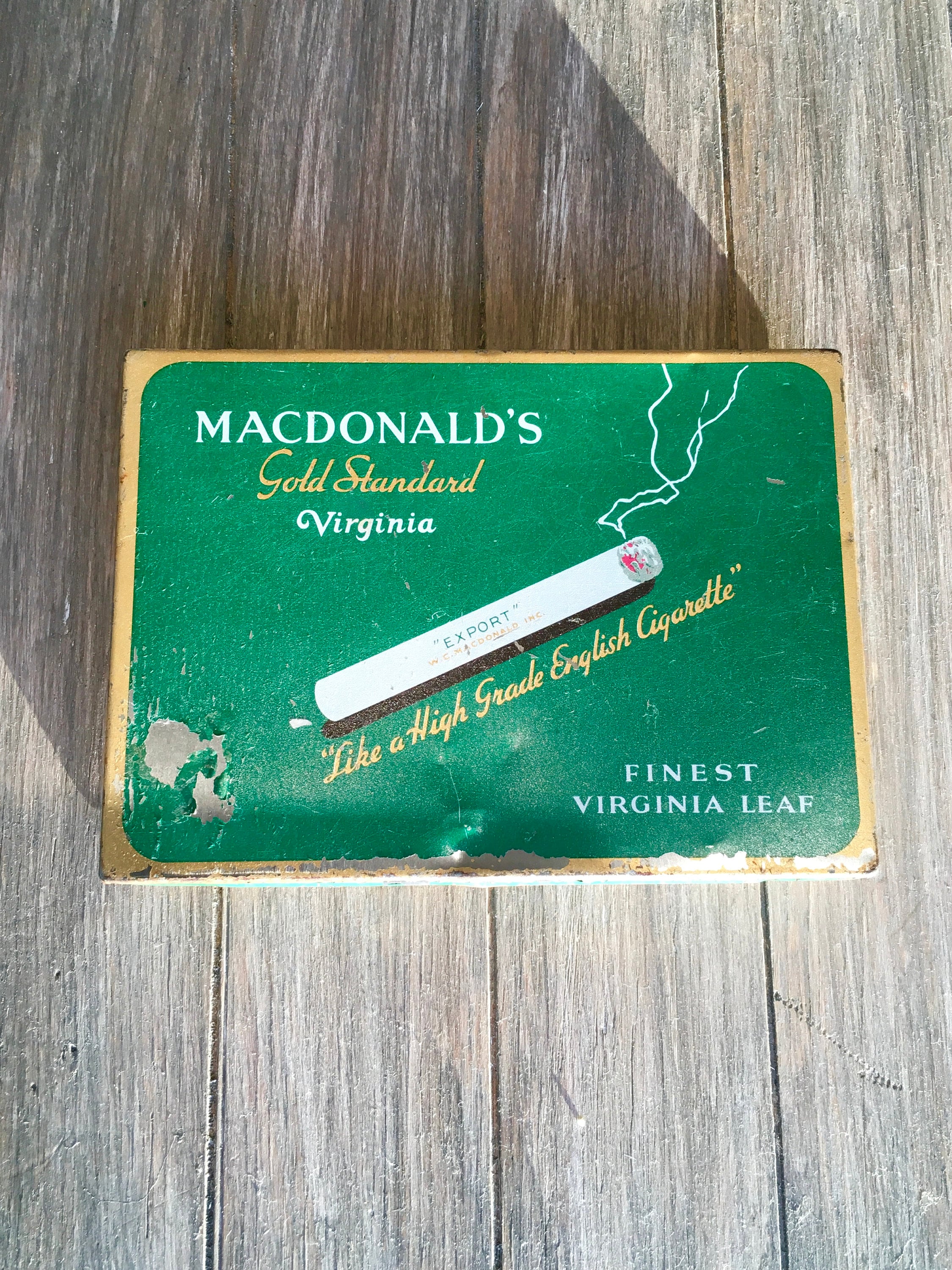 Vintage Macdonald's Cigarette Tin, Gold Standard Virginia Leaf, Man Cave  Decor