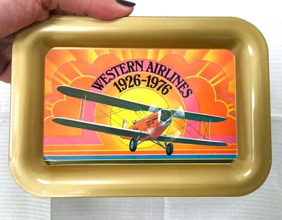 Vintage Western Airlines Tray: 1976 Anniversary Metal Souvenir - Etsy