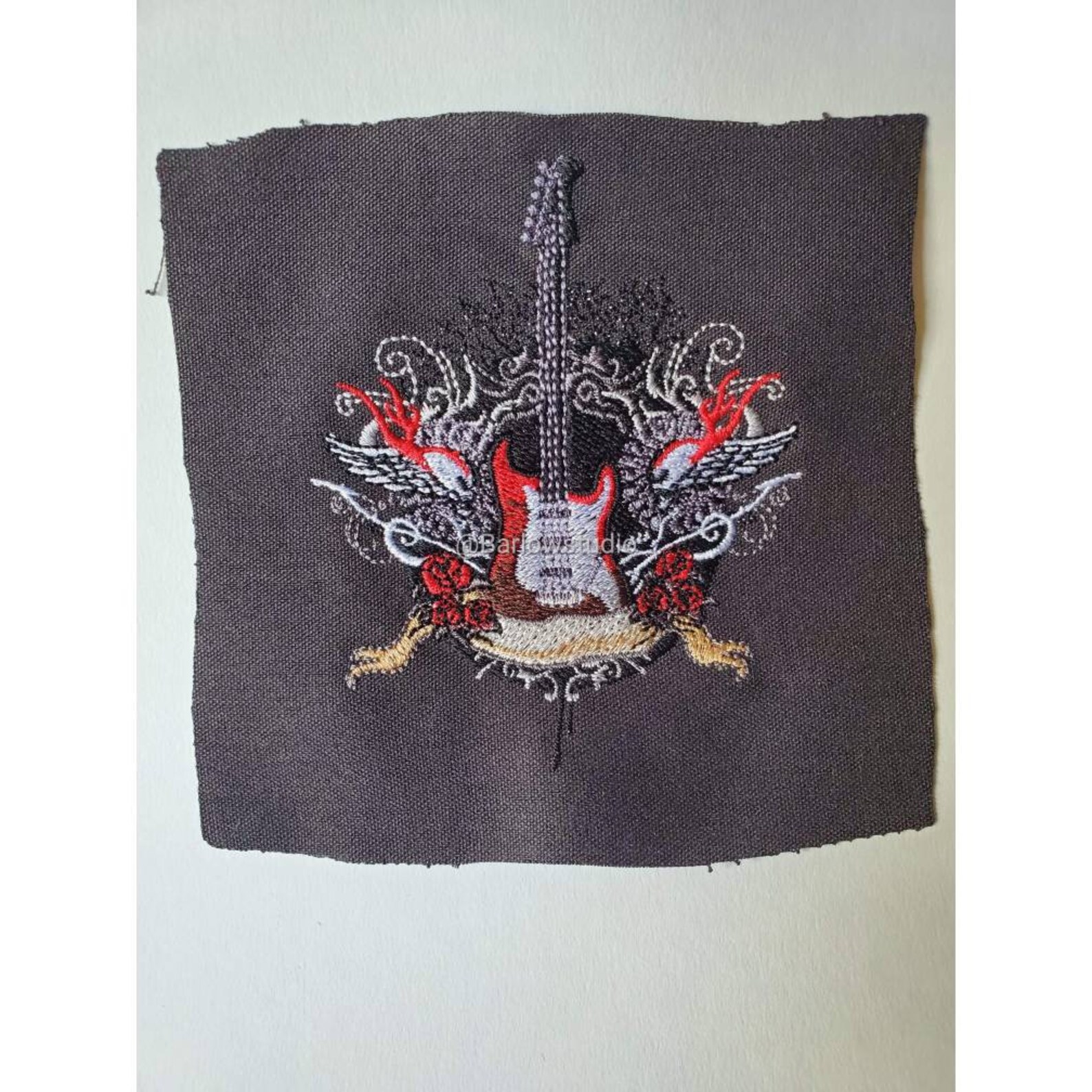 Fender Strat Raw Cut Patch Flaming Skulls Guitar Patch Etsy