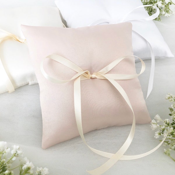 High Quality, Champagne Satin Beautiful Wedding Ring Pillow, 6" x 6"-  Handmade in the USA, Ring Bearer Pillow, Ring Pillow, Ring Boy