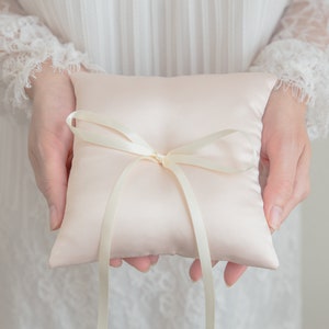 Blush Champagne High Quality, Satin Beautiful Wedding Ring Pillow, 6" x 6"-  Handmade in the USA, Ring Bearer Pillow, Ring Pillow, Ring Boy