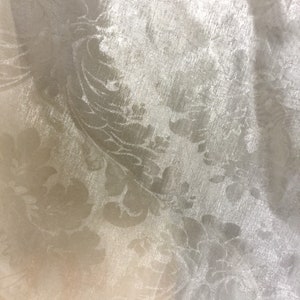 Sheer big damask pattern 110” window curtains iridescent champagne color