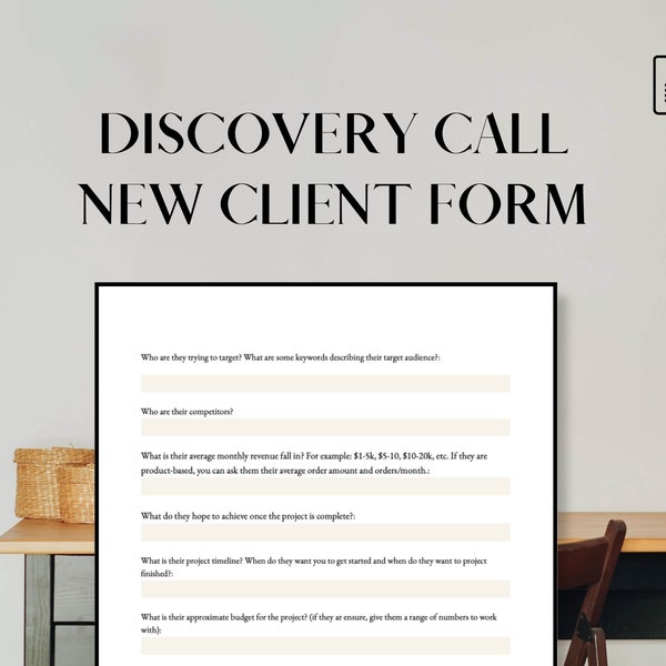 Discovery Call - New Client Form - Virtual Call Template