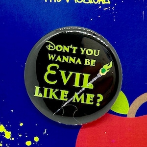 Afstammelingen van het muzikale kwaad zoals ik geïnspireerde speld, insigne, magneet, knop, muziektheater