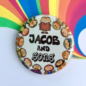 Joseph and the Amazing Technicolor Dreamcoat Inspired Pin, Pinback, Button, Jacob and Sons
