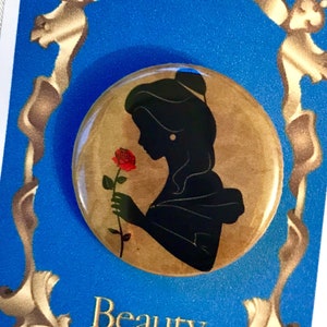 Beauty and The Beast Inspired Belle, Rose, Pinback, Button, Musical Theatre