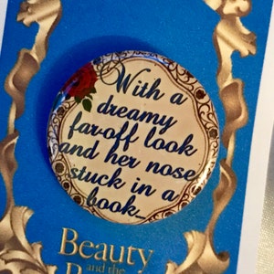 Beauty and The Beast Inspired Belle, Rose, Pinback, Button, Musical Theatre