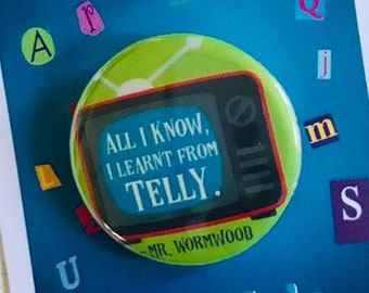 Matilda de musical Mr. Wormwood, op televisie geïnspireerde speld, knop, insigne, magneet, muziektheater