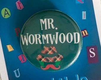 Matilda de musical Mr. Wormwood geïnspireerd speld, knop, insigne, magneet, muziektheater