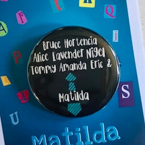 Pin, botón, insignia, imán inspirado en el musical Matilda, teatro musical