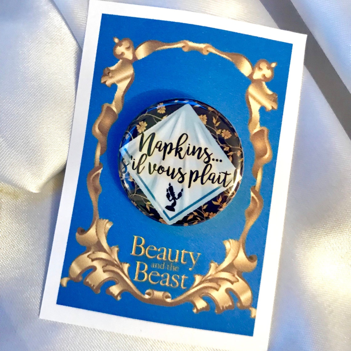 Beauty and the Beast Inspired Napkin Ensemble Pinback Button Etsy