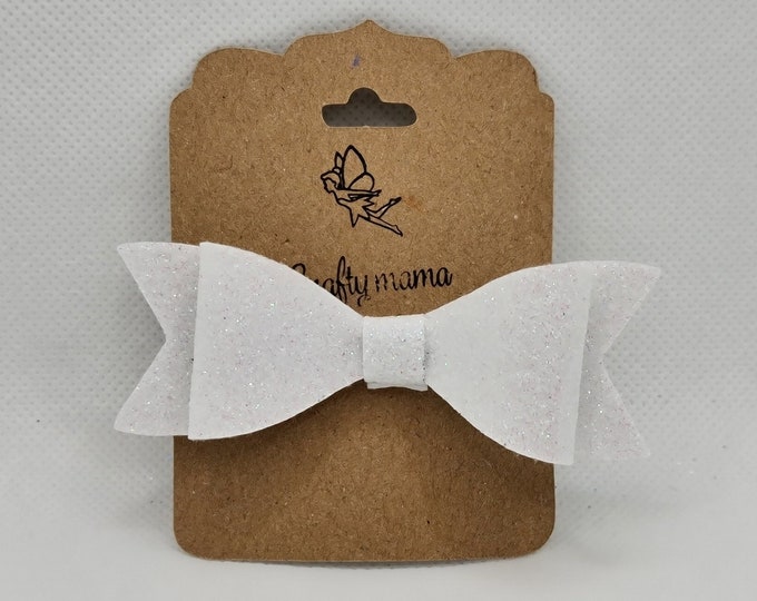 Handmade bows for girls, White glitter bow, Easter gifts for toddlers, Easter basket stuffers for girls, Letterbox birthday gift, Nana gifts