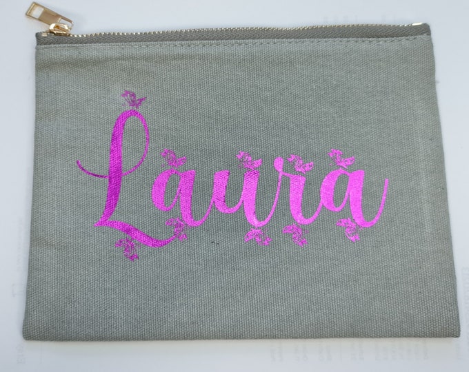 Make up bag with name, Makeup bag bridesmaid gift, Bonus mom gift, Wedding gift for best friend, end of year teacher gift