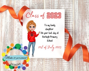 School leaver cards, personalized gift for kids, school leavers gifts, School Card, Class of 2023 gifts, last day of school card