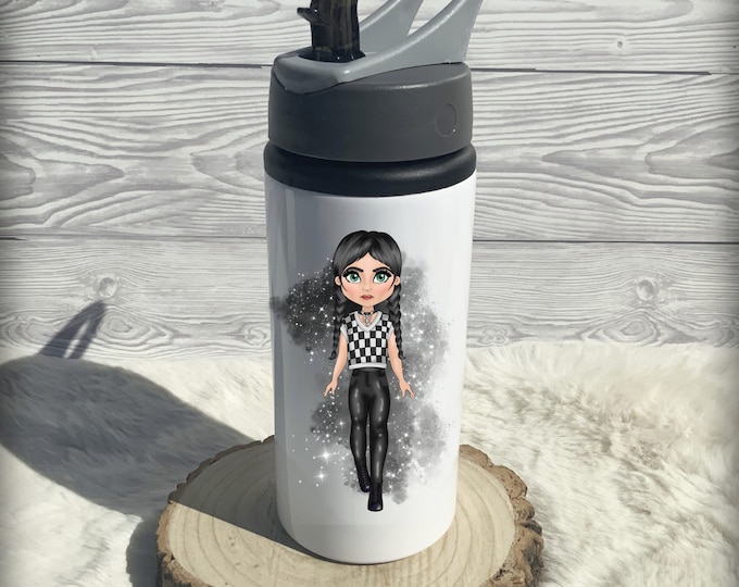 Wednesday water bottle, back to school gift for kids, personalized gift for girls, birthday gift for students, Wednesday inspired