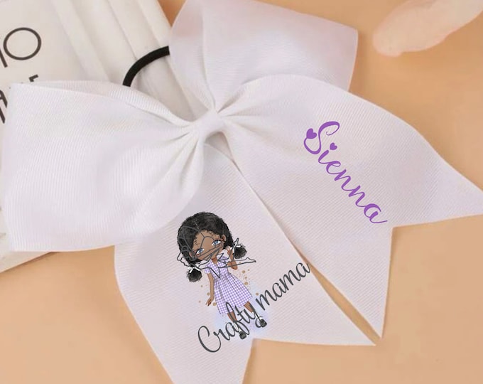 White hair bow personalised, Back to school gift for kids, Personalised gift for girls, Birthday gift for her, Hair accessories for toddlers