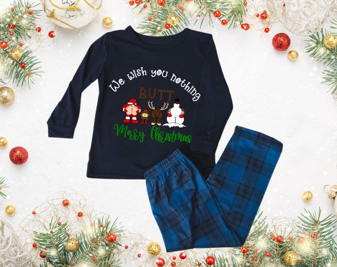Funny Christmas pajamas, Couple matching pajamas, Christmas eve box, Tartan pj bottoms, Funny Christmas gifts, Comfy pajama set, Custom gift