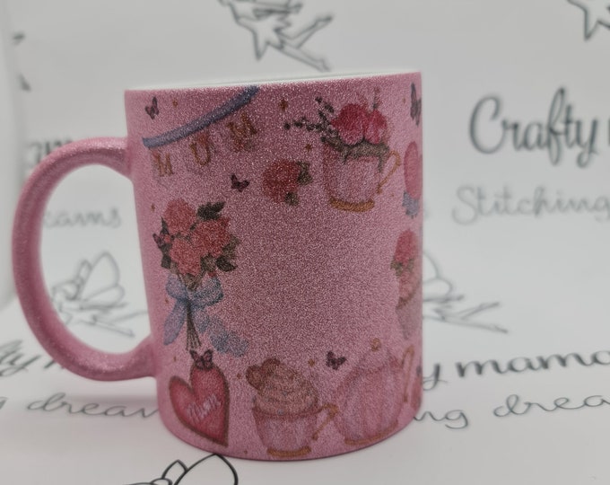 Glitter mug, gnome mug, mother's day gift for mum, birthday gift for nan, appreciation gift for bonus mom, personalised mug, custom gifts