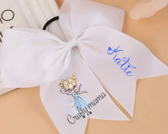 White hair bow personalised, Back to school gift for kids, Personalised gift for girls, Birthday gift for her, Hair accessories for toddlers