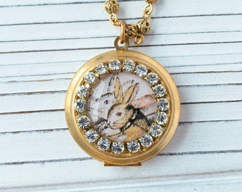 Lenora Dame Two Hares Locket Necklace