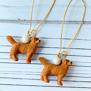 Lenora Dame Mini Golden Retriever Earrings