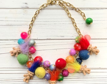 Lenora Dame Colorful Troll Dolls Necklace